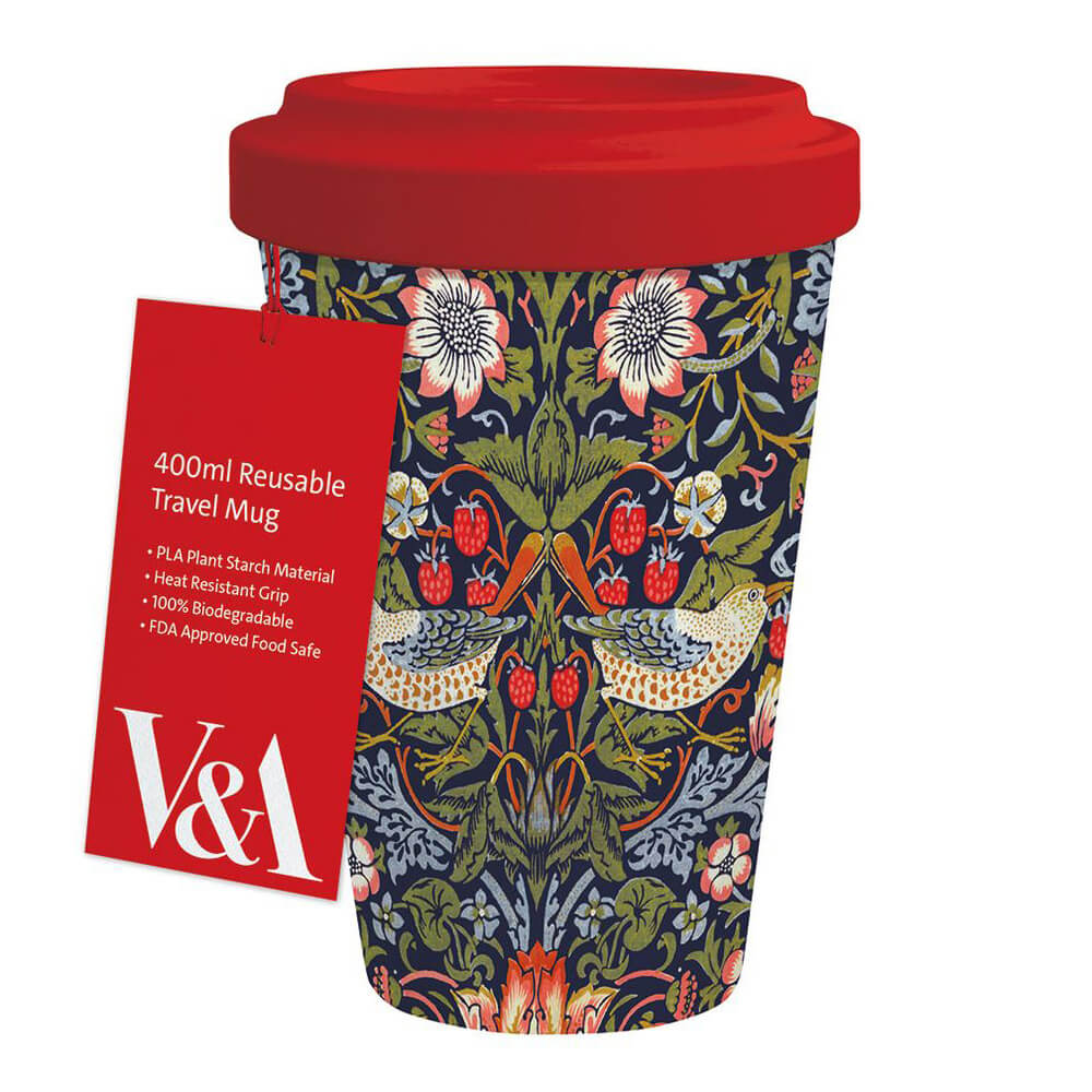 V&A William Morris Strawberry Thief Reusable Travel Mug 400ml